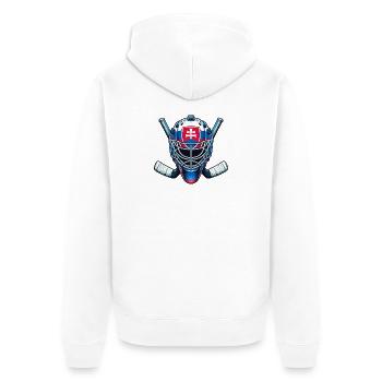 Ice Hockey Slovakia Flag Helmet Sport - Unisex Premium Organic Zip Hoodie - white - Back - Thijin (182cm)