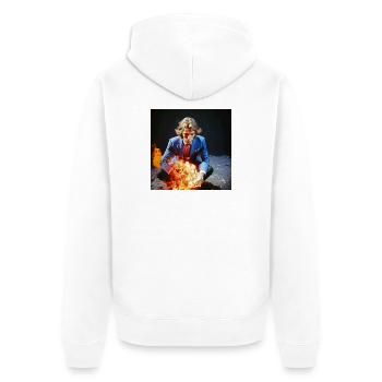 Der Burning Man 02 - Unisex Premium Bio Zip Hoodie - Weiß - Hinten - Thijin (182cm)