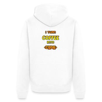 I turn coffee into code - Unisex Premium Organic Zip Hoodie - white - Back - Thijin (182cm)