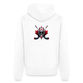 Canada ice hockey flag helmet design - Unisex Premium Organic Zip Hoodie - white - Back - Thijin (182cm)