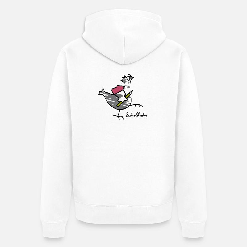 Poulet de première année RIKELS pour le pommeau de l’école - Veste à capuche bio Premium Unisexe - blanc