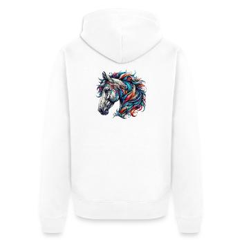Pferd - Unisex Premium Bio Zip Hoodie - Weiß - Hinten - Thijin (182cm)