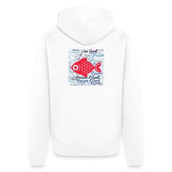 POISSON. POISSON D'AVRIL. VACANCES. ETE. HUMOUR - Veste à capuche bio Premium Unisexe - blanc - Dos - Thijin (182cm)