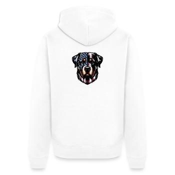 Rottweiler USA dog design - Unisex Premium Organic Zip Hoodie - white - Back - Thijin (182cm)
