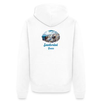 Santorin, Grèce, voyage au volcan Akrotiri - Veste à capuche bio Premium Unisexe - blanc - Dos - Thijin (182cm)