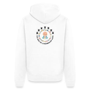 Siebenbürgen Kinder Design "Siwenberjer Gang" - Unisex Premium Bio Zip Hoodie - Weiß - Hinten - Thijin (182cm)
