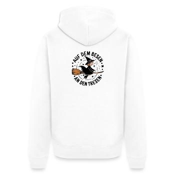 Auf dem Besen an den Tresen - Unisex Premium Bio Zip Hoodie - Weiß - Hinten - Thijin (182cm)
