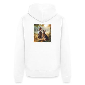 German Shepherd Art - Unisex Premium Organic Zip Hoodie - white - Back - Thijin (182cm)