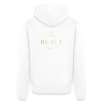 Team Braut! Diamant-Ring personalisierbar - Unisex Premium Bio Zip Hoodie - Weiß - Hinten - Thijin (182cm)