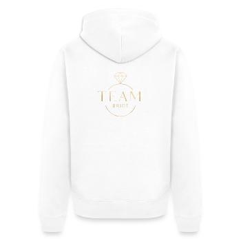 Team Bride Diamant-Ring personalisierbar - Unisex Premium Bio Zip Hoodie - Weiß - Hinten - Thijin (182cm)