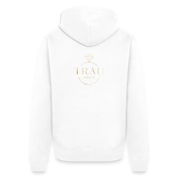 Trauzeugin! Diamant-Ring personalisierbar - Unisex Premium Bio Zip Hoodie - Weiß - Hinten - Thijin (182cm)