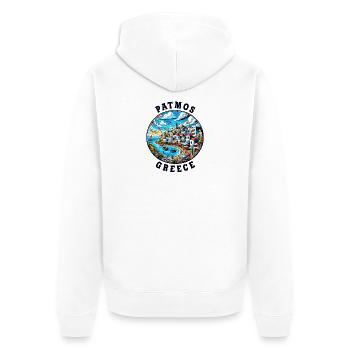 Patmos Griechenland Urlaub Ägäisches Meer Bucht - Unisex Premium Bio Zip Hoodie - Weiß - Hinten - Thijin (182cm)