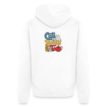 Katzen und Bücher Thema Design - Unisex Premium Bio Zip Hoodie - Weiß - Hinten - Thijin (182cm)