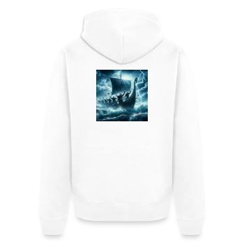 Viking Ship - Unisex Premium Organic Zip Hoodie - white - Back - Thijin (182cm)
