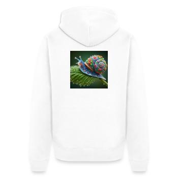 Blühende Schnecke - Unisex Premium Bio Zip Hoodie - Weiß - Hinten - Thijin (182cm)
