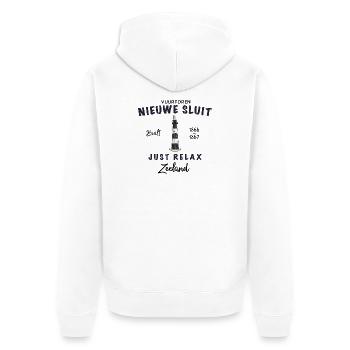 Zeeland Niederlande Nieuwe Sluit Leuchtturm - Unisex Premium Bio Zip Hoodie - Weiß - Hinten - Thijin (182cm)