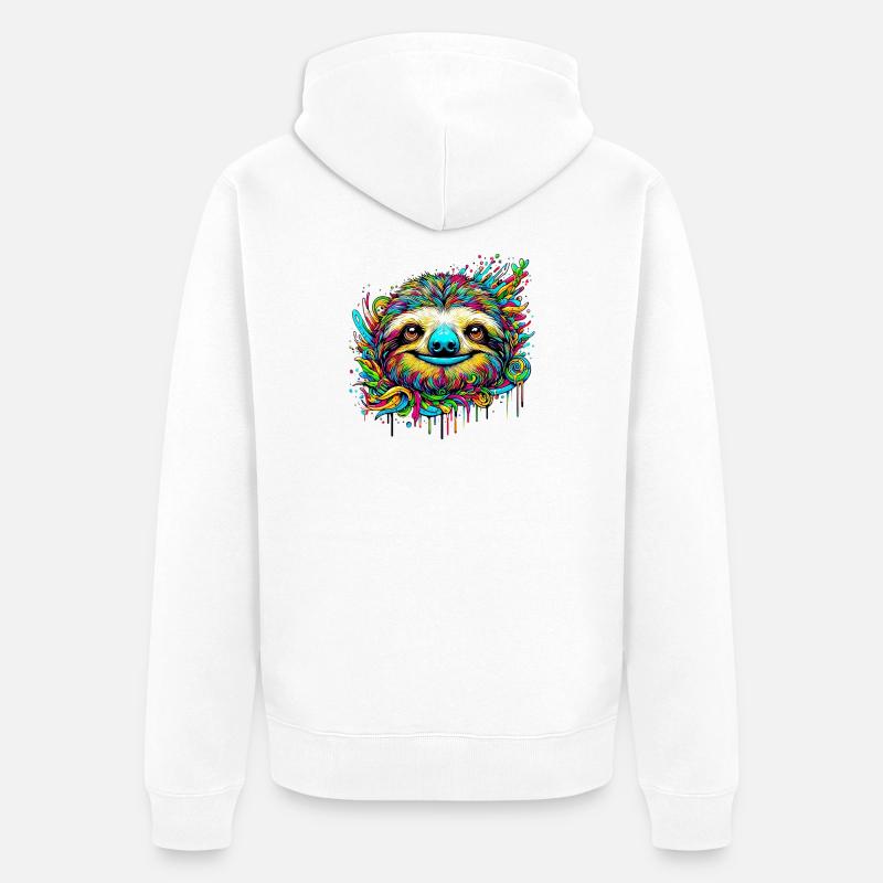 Faultier - Unisex Premium Bio Zip Hoodie - Weiß
