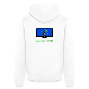 Sechs Biere attackieren - Unisex Premium Bio Zip Hoodie - Weiß - Hinten - Thijin (182cm)