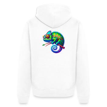 Chamäleon - Unisex Premium Bio Zip Hoodie - Weiß - Hinten - Thijin (182cm)
