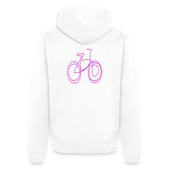 LINE ART BICYCLE PINK MINIMALISM - Unisex Premium Organic Zip Hoodie - white - Back - Thijin (182cm)