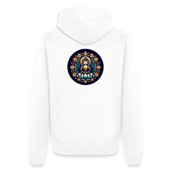 Ruhe des Buddha - Unisex Premium Bio Zip Hoodie - Weiß - Hinten - Thijin (182cm)