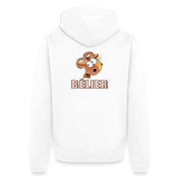 Bélier Anniversaire mars avril - Veste à capuche bio Premium Unisexe - blanc - Dos - Thijin (182cm)