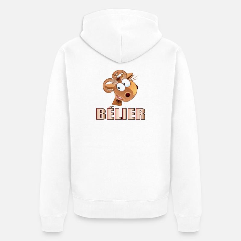 Bélier Anniversaire mars avril - Veste à capuche bio Premium Unisexe - blanc