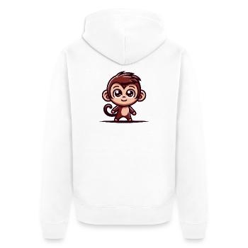 Ein niedlicher Affe im Cartoon-Stil - Unisex Premium Bio Zip Hoodie - Weiß - Hinten - Thijin (182cm)