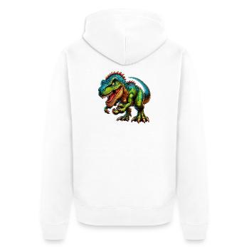 Dinosaur - Unisex Premium Organic Zip Hoodie - white - Back - Thijin (182cm)
