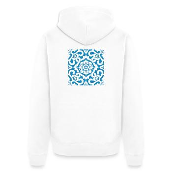 Portugal Blaue Fliesen 1 - Unisex Premium Bio Zip Hoodie - Weiß - Hinten - Thijin (182cm)