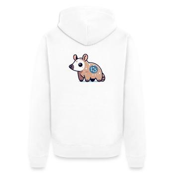 Sternflecken-Opossum: Kosmischer Sammler - Unisex Premium Bio Zip Hoodie - Weiß - Hinten - Thijin (182cm)