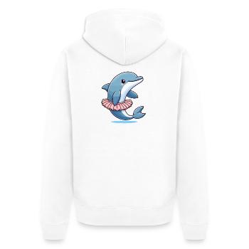 Dauphin de ballet : Vagues gracieuses - Veste à capuche bio Premium Unisexe - blanc - Dos - Thijin (182cm)