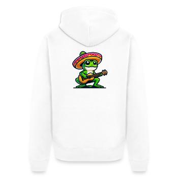 Sombrero-Serenade: Musikalisches Fest eines Frosches - Unisex Premium Bio Zip Hoodie - Weiß - Hinten - Thijin (182cm)
