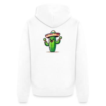 Fiesta-Kaktus: Der Saguaro-Shaker - Unisex Premium Bio Zip Hoodie - Weiß - Hinten - Thijin (182cm)