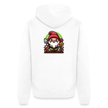 Garten des Gnoms: Die blühende Festung - Unisex Premium Bio Zip Hoodie - Weiß - Hinten - Thijin (182cm)