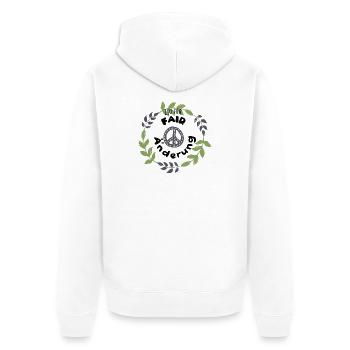 zeit für fair änderung umweltschutz statement - Unisex Premium Bio Zip Hoodie - Weiß - Hinten - Thijin (182cm)