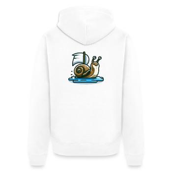 Segelschnecke: Der nautische Navigator - Unisex Premium Bio Zip Hoodie - Weiß - Hinten - Thijin (182cm)