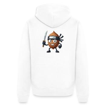 Almond Assassin: Der heimliche Snack - Unisex Premium Bio Zip Hoodie - Weiß - Hinten - Thijin (182cm)