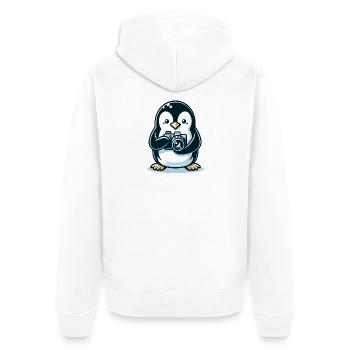 Photographe pingouin : l’aventurier de l’instantané - Veste à capuche bio Premium Unisexe - blanc - Dos - Thijin (182cm)