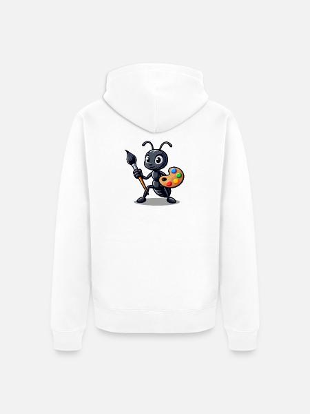 Mrówka-rzemieślnik: ilustrator owadów - Ekologiczna rozpinana bluza z kapturem Premium unisex - biały