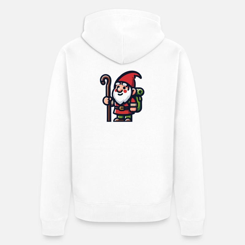 Gnome itinérant : le voyageur pionnier - Veste à capuche bio Premium Unisexe - blanc