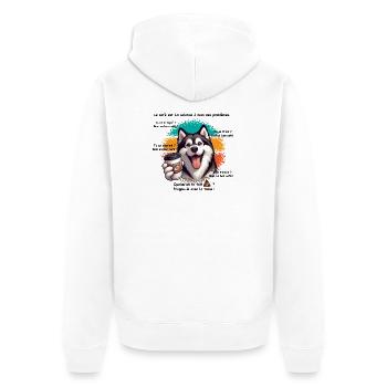 Kaffee - Unisex Premium Bio Zip Hoodie - Weiß - Hinten - Thijin (182cm)