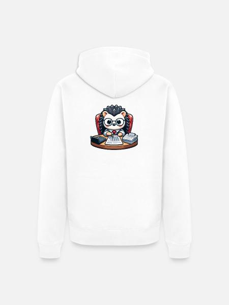 Księgowy jeż: wyrachowane stworzenie - Ekologiczna rozpinana bluza z kapturem Premium unisex - biały