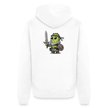Avocado Knight: The Bravocado Warrior - Unisex Premium Organic Zip Hoodie - white - Back - Thijin (182cm)