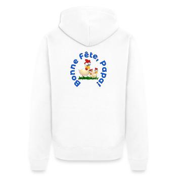 FAMILLE BONNE Fête des Pères POULETS - Veste à capuche bio Premium Unisexe - blanc - Dos - Thijin (182cm)