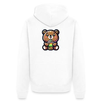 Boba Bear Bliss - Adorable Tea Hug - Unisex Premium Organic Zip Hoodie - white - Back - Thijin (182cm)