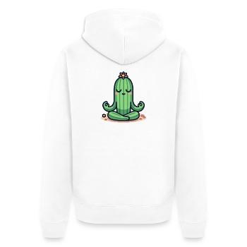 Cactus Zen - Pose de plante paisible - Veste à capuche bio Premium Unisexe - blanc - Dos - Thijin (182cm)