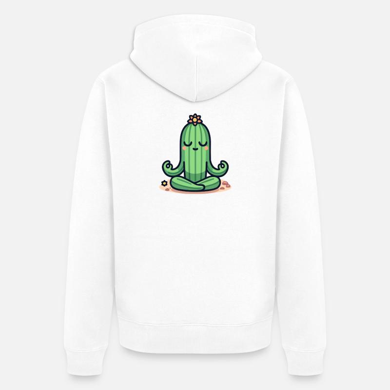 Cactus Zen - Pose de plante paisible - Veste à capuche bio Premium Unisexe - blanc