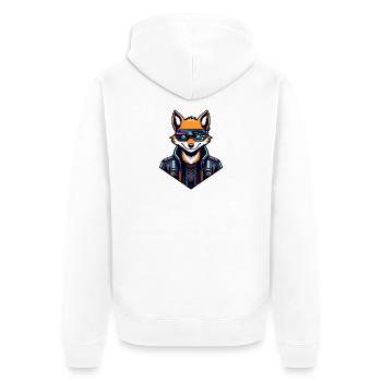 Cyber Fox Neon Tech Wild - Unisex Premium Bio Zip Hoodie - Weiß - Hinten - Thijin (182cm)