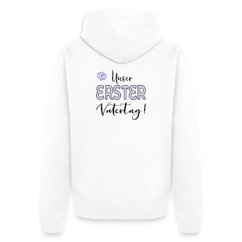 UNSER ERSTER VATERTAG BABY PAPA - Unisex Premium Bio Zip Hoodie - Weiß - Hinten - Thijin (182cm)